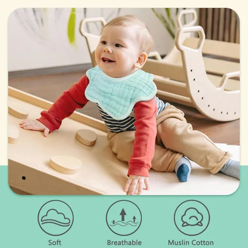 Miniatura 3 de Baberos de muselina para bebés, baberos para babero de dentición para bebé niña o niño de muselina de algodón Azur