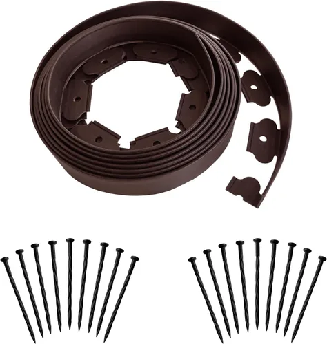 Miniatura 9 de El kit de bordes de jardín negro de 20 pies sin excavar incluye 18 picos, valla de borde de patio premium con un pico por pie