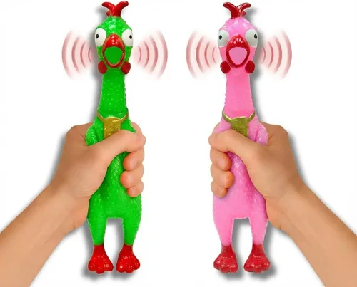 Miniatura 4 de Squeeze Me - Juguete de pollo de goma Pollo chirriante gritando para niños y perros Regalo novedoso de broma (1 paquete sólido)