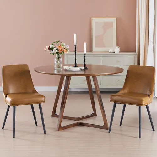 Miniatura 13 de kinmars Juego de 2 sillas de comedor tapizadas modernas con cojín de asiento grueso y respaldo curvo, silla de comedor de tela para cocina, comedor