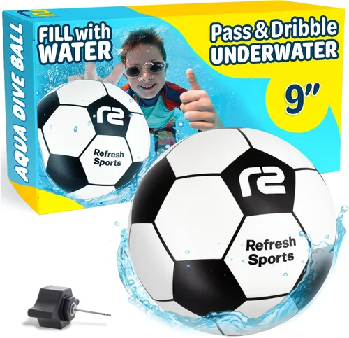 Aqua Dive - Pelota de fútbol para niños de 8 a 12 años, juego de pelota al aire libre para niños, patada, pase o atrapa, juguetes acuáticos ideales