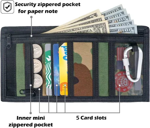 Miniatura 3 de Rough Enough - Cartera de camuflaje para niños y adolescentes con llavero de cordón triple