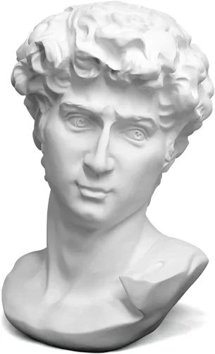 YUEOECOR Estatua griega de David de 12 pulgadas, escultura clásica de mini busto romano de mitología griega para decoración del hogar David Head-12in