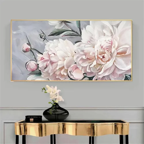 Pintura de diamantes de peonía rosa con diamantes de 11.8 x 23.6 in, 5D, pintura por número para adultos, accesorios de arte y manualidades, punto