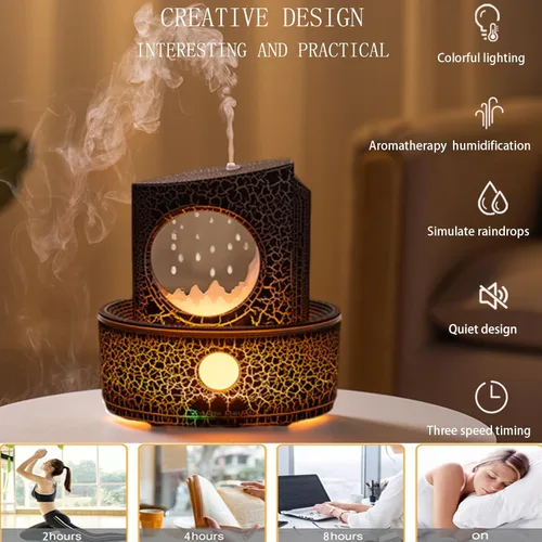 Miniatura 2 de Humidificador de aromaterapia para relajación del sueño, humidificadores de gotas de lluvia, difusor de aromaterapia con 3 luces LED que cambian