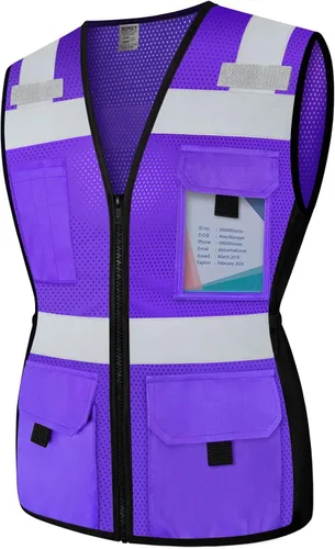 TCCFCCT Chaleco de alta visibilidad para mujer, chaleco de seguridad reflectante ajustado con cremallera reforzada, chaleco de trabajo de Serie de