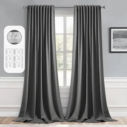 Miniatura 29 de MIULEE Cortinas opacas con pestaña trasera de 63 pulgadas de largo, juego de 2 paneles para sala de estar, dormitorio, privacidad, bolsillo