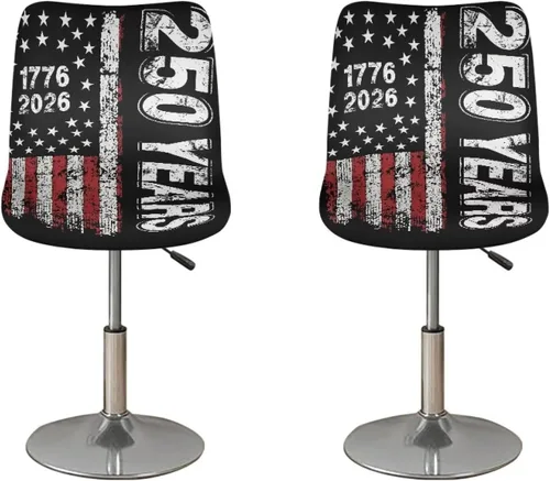 250th Anniversary - Juego de 2 fundas para taburetes de bar, fundas para sillas de taburete de mostrador con almohadilla de asiento impermeable,