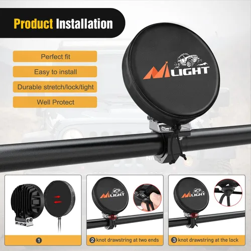 Miniatura 4 de Nilight Cubierta de Luz de Cápsula de Conducción Todoterreno Redonda de 5.75 Pulgadas, Cubierta Protectora de Cuero Negro de 6 Pulgadas de Diámetro
