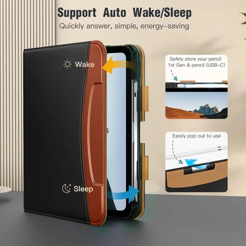 Miniatura 6 de MoKo Funda para iPad A16 de 11 pulgadas, funda para iPad de 11ª/10ª generación (2025/2022) con soporte para lápices y bolsillo, funda con soporte