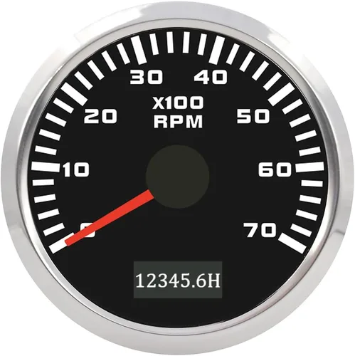 Miniatura 8 de ELING 52mm Generador 3000RPM Tacómetro con medidor de horas 12V 24V con retroiluminación roja Negro+Negro
