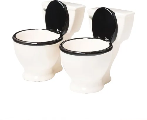 BigMouth Inc. Vasos de chupito en forma de inodoro, juego de 2, divertido regalo de broma y regalo de intercambio navideño, humor escatológico