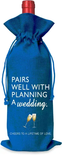 Bolsa de vino Regalo de boda para señor y señora - Regalo de compromiso J14-Azul