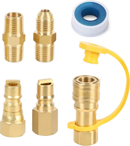ATKKE Kit de Conexiones de Conexión Rápida de Gas Natural de 3/8 Pulgadas, Conjunto de Ensamblaje de Desconexión Rápida de Manguera de Gas Propano