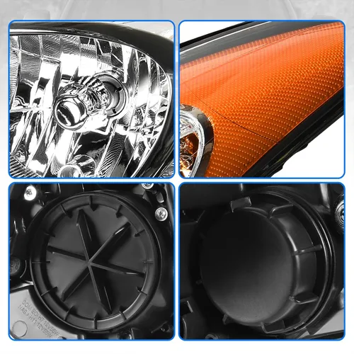 Miniatura 4 de DWVO - Conjunto de faros compatible con Elantra 2011 2012 2013 11 12 13, lámpara de repuesto, carcasa cromada, lente transparente, reflector ámbar