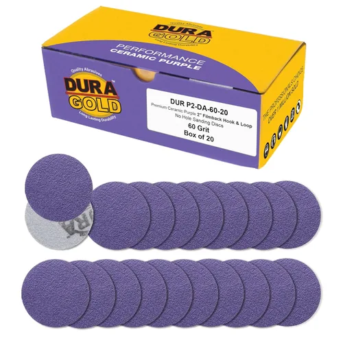 Miniatura 3 de Dura-Gold Discos de lijado de cerámica de película morada de grano 180 prémium de 2 pulgadas, caja de 30 – papel de lija con soporte de gancho