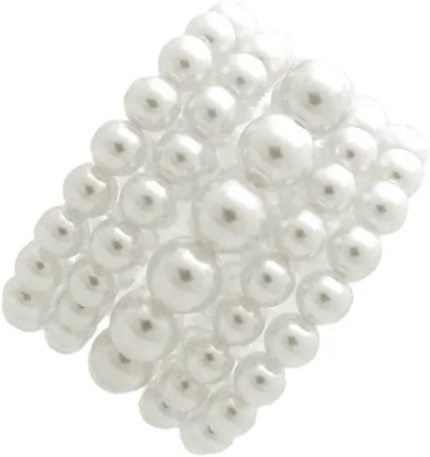 Miniatura 6 de BA UNIQUE FASHION Conjunto de 5 pulseras elásticas de perlas simuladas para mujer