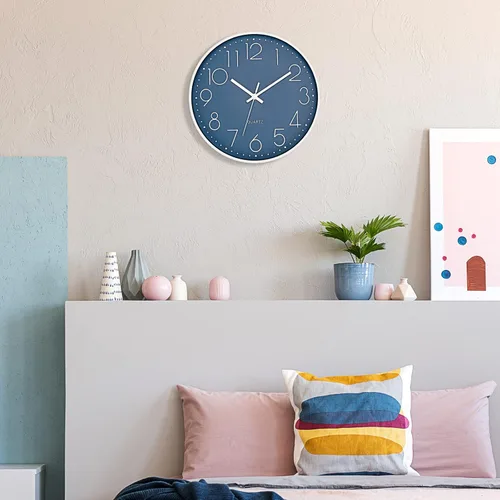 Miniatura 9 de Foxtop - Reloj de pared de cuarzo redondo moderno, silencioso, sin tictac, funciona con pilas, decorativo, para dormitorio, cocina, hogar, oficina
