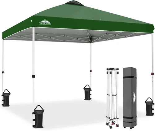 Miniatura 525 de EAGLE PEAK Tienda de campaña desplegable con bolsa de transporte con ruedas, 8 estacas, 4 cuerdas, 4 bolsas de peso, toldo de tienda de campaña