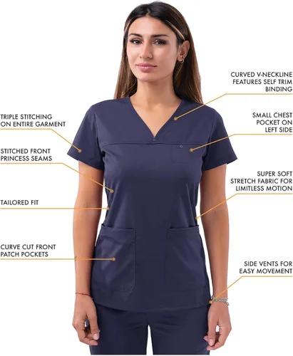 Miniatura 3 de Adar Pro - Conjunto de ropa quirúrgica con mejora de movimiento para mujer blusa médica con cuello en V y pantalón médico deportivo y para yoga