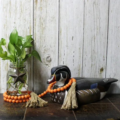Miniatura 5 de CVHOMEDECO. Guirnalda de cuentas de madera con borlas, diseño rústico de granja, cadena de cuentas de oración para colgar en la pared, acento