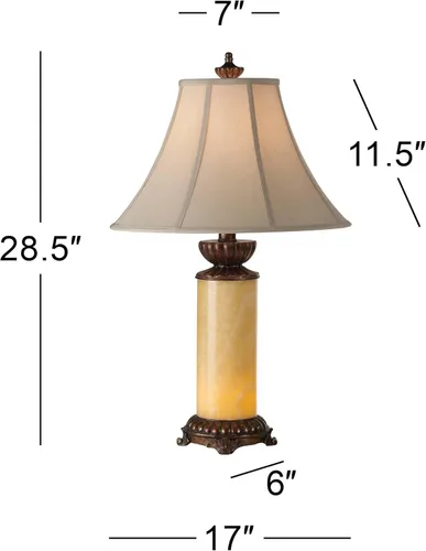 Miniatura 4 de Barnes and Ivy Lámpara de mesa tradicional con luz nocturna de 28.5 pulgadas de alto, bronce oscuro, columna, piedra de ónix blanco, decoración