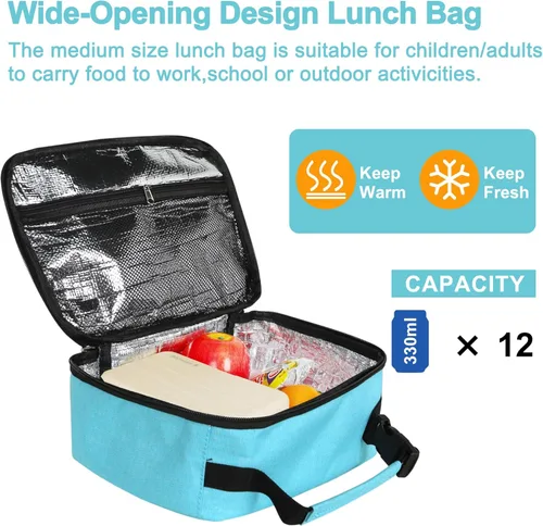 Miniatura 3 de esouler Lonchera térmica para niños y niñas, lonchera duradera para niños y niñas, con soporte para botella de agua, color azul claro