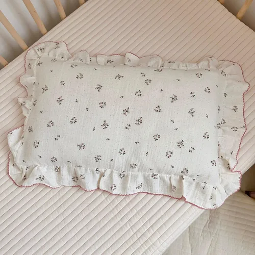 Miniatura 37 de BuLuTu Funda de almohada de algodón para niños pequeños, tamaño estándar, estampado de flores de Galsang, suave funda de almohada de viaje con borde