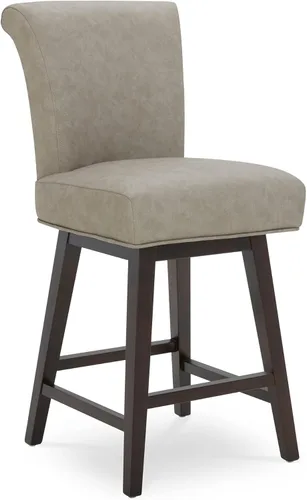 Miniatura 22 de CHITA Taburete giratorio de 26 pulgadas con altura de mostrador, taburete de bar tapizado moderno con respaldo certificado FSC de cuero sintético