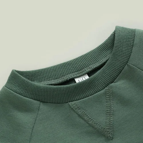 Miniatura 5 de AEEMCEM Baby Boy Girl Solid Sweatshirt Romper Crewneck Pullover Bodysuit Oversized Sweater Romper Long Sleeve Shirts Outfit