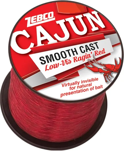 Zebco Cajun Line Smooth Cast Fishing Line, Low Vis Ragin' Red Carrete de cuarto de libra