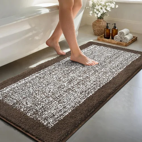Miniatura 21 de Alfombras de baño de 17 x 24 pulgadas, antideslizantes, lavables, color gris, para bañera, tapete de baño para baño, tapete suave y absorbente