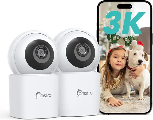 Cámara de seguridad 3K para interiores, paquete de 2, cámara WiFi panorámica/inclinación de 360° para seguridad del hogar, cámara de 2.4/5GHz para