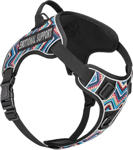 Dogline Quest - Arnés para perro sin tirones con soporte emocional parches reflectantes extraíbles suave y cómodo chaleco para perro con hebilla