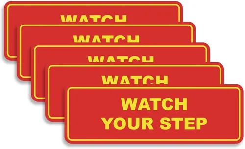 Miniatura 13 de Signs ByLITA Letrero estándar para pared o puerta con texto en inglés «Watch Your Step», señalización de salud y seguridad (negro), mediano