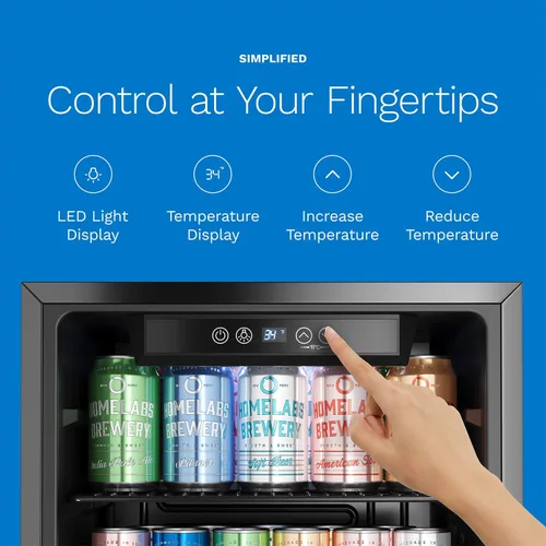 Miniatura 4 de hOmeLabs Refrigerador y enfriador de bebidas - Mini refrigerador de 120 latas con puerta de vidrio para soda, cerveza o vino - Pequeña máquina