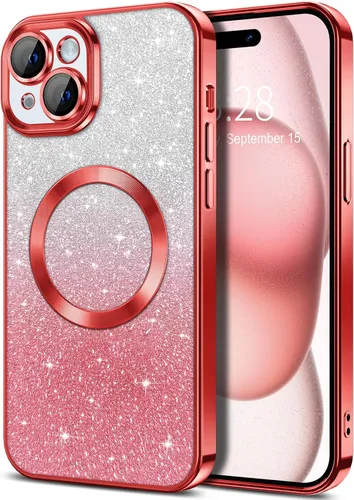 Miniatura 128 de Hython Funda para iPhone 13 Pro transparente con purpurina magnética [compatible con MagSafe] Protector completo de lente de cámara delgado