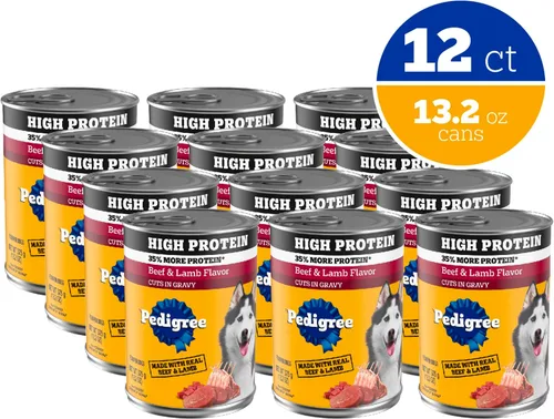 Miniatura 2 de Pedigree Alimento húmedo para perros con alto contenido de proteínas, comida enlatada suave para perros adultos, sabor a carne de res y cordero