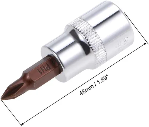 Miniatura 2 de uxcell 3/8" Drive x PH1 Phillips Bit Socket, S2 Brocas de acero, CR-V Sockets 1.890 in Longitud (solo para uso manual), 3 piezas
