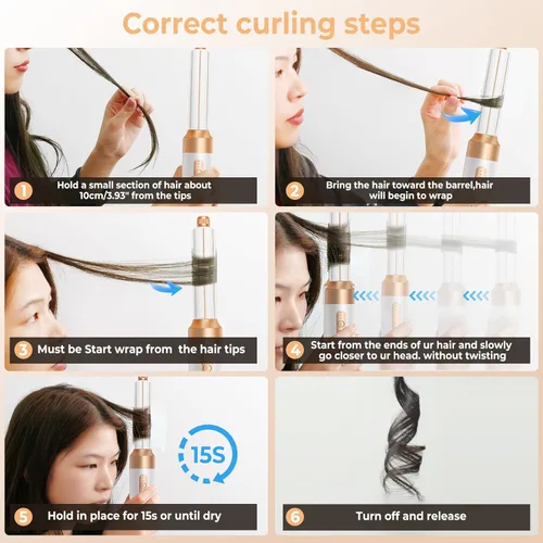 Miniatura 4 de Cepillo secador de pelo 7 en uno, potente cepillo secador de pelo con rizador de aire para cabello, cepillo secador de pelo con difusor, cepillo
