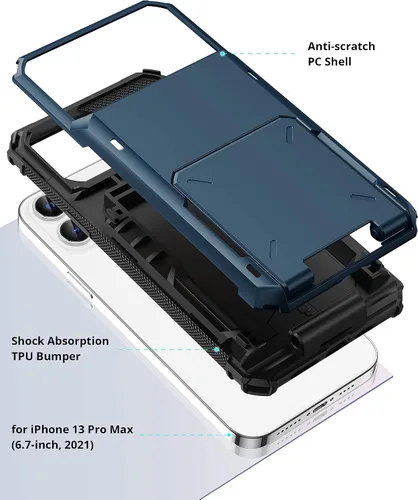 Miniatura 6 de TITACUTE Funda Cartera para iPhone 13 Pro Max con Soporte para 4 Tarjetas de Crédito, Diseño de Tapa Plegable, Ranura para ID, Bolsillo Trasero