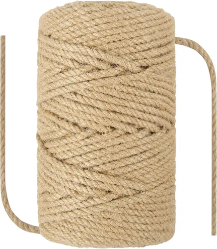Miniatura 12 de Cuerda de cáñamo de sisal natural de 1/4 de pulgada (6 mm) x 164 pies (50 metros), cuerda gruesa resistente para poste rascador de gatos, árbol