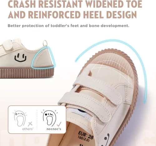 Miniatura 2 de Zapatos para niños y niñas, zapatos de lona con velcro y suela de color caramelo, tallas 6-14