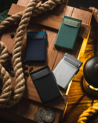 Miniatura 7 de DUGRAFT Tarjetero para tarjetas de crédito con bolsillo para dinero, minimalista, delgado, de aluminio, de metal, para hombres, con bloqueo RFID
