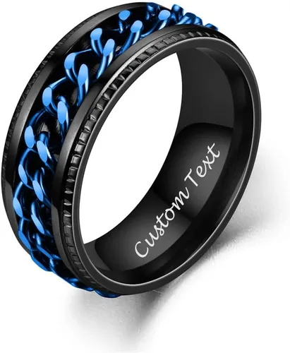 Miniatura 5 de Anillos giratorios personalizados de acero inoxidable para mujeres y hombres, juego de anillos de banda para ansiedad, sol, luna, estrella, anillo