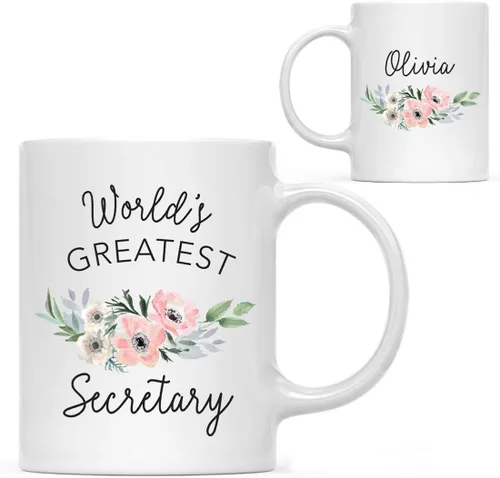 Miniatura 32 de Andaz Press Taza de café personalizada de 11 onzas, taza ejecutiva de relaciones públicas más grande del mundo, flor de anémona rosa, 1 paquete
