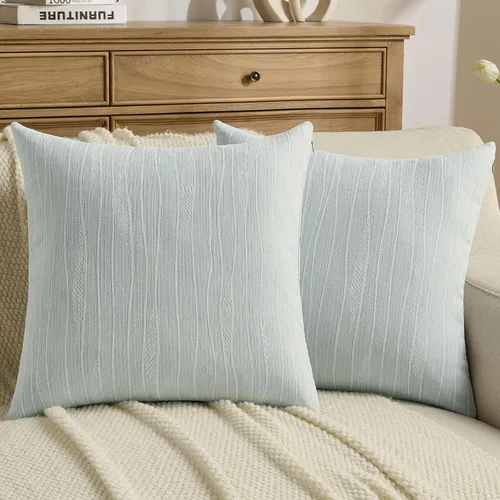 Miniatura 16 de FUTEI Paquete de 2 fundas de cojín de felpilla de 16 x 16 pulgadas, fundas de cojín decorativas con textura de línea suave, decoración moderna