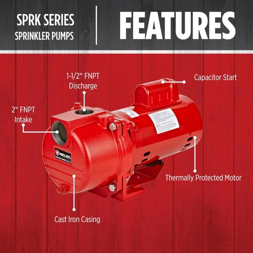 Miniatura 3 de Red Lion RL-SPRK-200-BR, 230 voltios, 2 HP, 77 GPH, bomba de aspersión/riego con impulsor de latón, roja, 97102002
