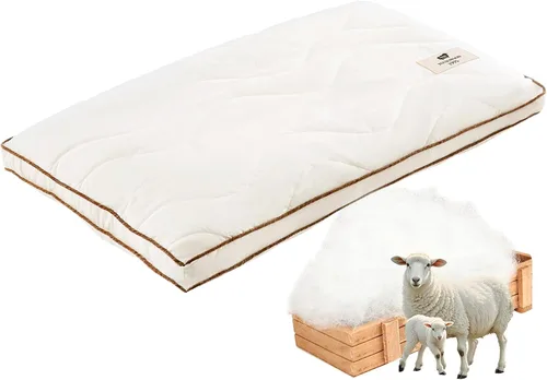 YOUR MOON Almohada suave de lana orgánica tamaño Queen, almohada de lana plana y fina para dormir, almohadas de cama bajas para dormir de espalda y