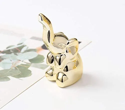 Figuras de animales de cerámica, adornos dorados para decoración del hogar, esculturas y estatuas, regalos de arte hechos a mano (elefante)